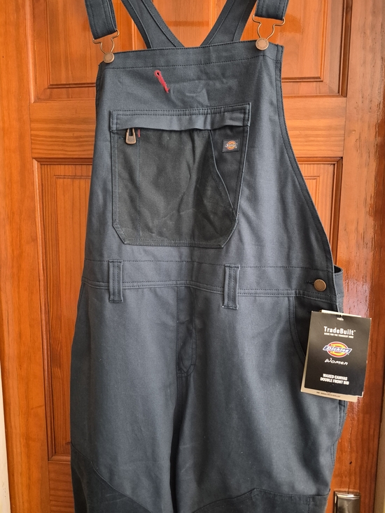 Dickies Pants - NWT Dickies Tradebuilt Womens Relaxed Fit Waxed Canvas Bib Overalls Blue Duck XL